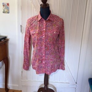 Lauren Ralph Lauren pink patterned button down shirt size medium